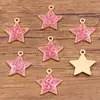 Polvo de Cebolleta DIY Joyería de Aleación Accesorios Pequeños Dorado KC Esmalte Goteo de Aceite Encanto Corazón de Amor Estrella de Cinco Puntas Luna Colgante con Brillo