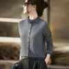 Cardigã de tricô de lã estilo francês com gola franzida, falso duas peças, casaco suéter feminino, novo design outono e inverno