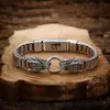 Pulsera Xiangxu tejida a mano cabeza de dragón doble gruesa moda para hombre plata tailandesa retro joyería antigua ventas directas de fábrica