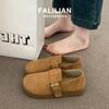 Zapatos de Mocasín Estilo Birkenstock Peludos con Suela Gruesa para Mujer, Nuevo Modelo Popular Otoño/Invierno 2026, Zapatos de Mocasín Perezosos con Forro de Felpa Añadido