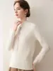 Estilo Simples Gola Alta Cashmere Feminino 2026 Outono/Inverno Suéter Strass Slim Fit Tricô de Lã Camada Base
