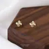 Pendientes de Plata Pura S999 de Trébol de Cuatro Hojas para Mujer, Lindos de Nicho Accesibles Lujo Diseño de Gama Alta Estilo Celebridad de Internet Pendientes con Artesanía de Flor