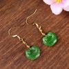 Brincos de gancho de orelha naturais Hotan Jasper Ruyi Original DIY Feminino Simples e elegante