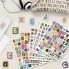 378 símbolos de letras e números Adesivos de PVC, 5 folhas, estilo colagem vintage, decoração DIY para planners e papelaria, atacado transfronteiriço