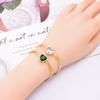 Yunyao Moda Europea y Americana Collar de Corazón con Circonita Blanca Pulsera de Acero de Titanio Simple para Niñas Pulsera de Cadena para Clavícula con Diamante Verde en Forma de Corazón