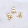 Colgante de oso de dibujos animados lindo y liso de oro macizo de 14 quilates que conserva el color, colgante de joyería hecho a mano, colgante para collar DIY