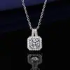 Transmissão ao Vivo Moda Popular Moissanite Sintético Quadrado Princesa Bolsa Conjunto de Três Peças Anel Brincos Pingente Colar Joias Femininas