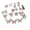 Base Prata Diamante Rosa Liga de Luxo Leve Laço Flor de Cinco Pétalas Coração Acessório de Patch para Joias DIY Brincos Chaveiro