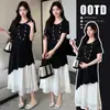 Vestido de Maternidad Holgado de Verano 2026 con Diseño de Retazos en Tallas Grandes