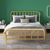 Cama de Hierro Moderna, Sencilla y Económica, Cama Individual de 1.35m para Dormitorio, Apartamento de Alquiler, Uso Doméstico, Cama con Estructura de Hierro