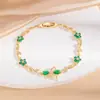 Pulsera Colgante de Hoja y Flor Transfronteriza para Mujer, Flor de Cielo Estrellado Azul, Exquisita Pulsera de Moño de Zirconia, Joyería de Moda