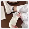Calcetines Cortos para Mujer Blancos y Negros, Poliéster-Algodón, Delgados y Transpirables para Primavera y Verano, Simples y Versátiles, Calcetines Bajos Deportivos para Estudiantes para Verano