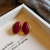Pendientes Ovalados Elegantes de Resina Retro Franceses, Pendientes Exagerados Elegantes y Elegantes de Oro Real de 18K, Pendientes de Lujo Accesible para Mujeres