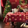 Mantel navideño rojo, impermeable y resistente al aceite, no necesita lavado, ligero, lujoso y elegante, perfecto para decorar y poner la mesa, adecuado para mesas de centro