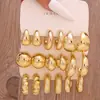 Conjunto de brincos C-shaped vintage transfronteiriço com textura desgastada e design torcido, argolas douradas, brincos mistos para mulheres europeias e americanas atacado