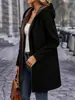 Ropa de Mujer Transfronteriza Europea y Americana Otoño e Invierno Talla Grande Forro Grueso de Felpa con Capucha Longitud Media Casual Cálido Abrigo de Mujer