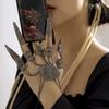 Pulsera de dedo exagerada estilo punk gótico transfronterizo europeo y americano cadena trasera para uña con borla cónica de Halloween joyería
