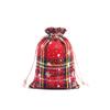 Sacolas de Presente Xadrez de Natal, Sacolas Pequenas de Tecido com Cordão de Algodão, Sacolas de Embalagem para Doces de Presente, Sacolas de Presente com Cordão