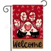 Bandera de Jardín Roja de Corazón y Rosa para el Día de San Valentín Transfronteriza Decoración Exterior de Lino Doble Cara