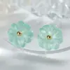 Pendientes de Resina de Flor de Loto Frescos Estilo Coreano Atmósfera Exquisita Otoño e Invierno Estilo Ins Pinzas para Orejas sin Perforar para Mujeres