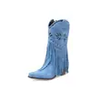 Botas Británicas con Borlas de Nuevo Estilo, Botas Tachonadas, Botas de Gamuza con Relieve Floral hasta la Mitad de la Pantorrilla, Botas de Tacón Grueso Medio, Tallas Grandes 40-43, Botas de Exportación