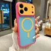 Funda magnética para teléfono de color contrastante con ventana grande para Apple 18 Pro Max, Funda protectora colorida a prueba de golpes para iPhone 17