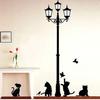 Pegatinas de Pared Desmontables de Tres Generaciones Decoración para Sala de Estar Escaleras Dormitorio Pegatinas de Gato Negro Pegatinas con Pegamento Farola DM57-0100
