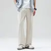 Pantalones Casuales de Punto Nuevos para Verano 2026 Pantalones Versátiles con Caída Pierna Recta Holgada Pantalones Largos de Algodón para Hombre
