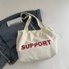 Bolsa Feminina Estilo Coreano Nova Bolsa de Ombro de Nylon com Estampa de Letra Leve Casual Versátil com Cordão de Amarrar e Grande Capacidade