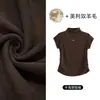 Nova Moda Feminina 2026, Blusa Feminina de Gola Meia-Alta, Camiseta Feminina de Manga Curta Estilo Primavera, Design Elegante com Ombros Normais, Mangas Flare, Ajuste na Cintura, Efeito Emagrecedor