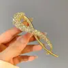 Elegante presilha de cabelo com strass metálico para mulheres, pinça para a parte de trás da cabeça, acessório de cabelo estiloso, presilha reta, presilha torcida