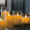 Lámpara de vela electrónica led cubierta de plástico cubierta de vidrio taza integrada buscar atmósfera romántica de boda lámpara de llama oscilante