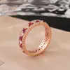 Novo anel de diamante rosa fileira feminina diamante branco quarto diamante rosa anel totalmente de diamante requintado alto senso