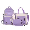 Mochila escolar estilo bosque para niñas, juego de cuatro piezas, mochila simple de doble hombro, gran capacidad, sensación de alta gama, mochila escolar para ventas transfronterizas
