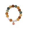Grânulos de Lótus Bodhi Duobao Weathered Flores Ricas [Lótus Bom Caqui] Ágata Yanyuan Pulseira Feminina de Caqui Pêssego