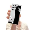 Funda de Teléfono de Dibujos Animados de Cachorro Lindo Bloque de Color Blanco y Negro Compatible con Samsung S23 Ultra Funda Suave Transparente S25
