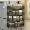 Estante de Almacenamiento Lateral para Refrigerador Estante para Suministros de Cocina Estante Colgante de Pared Lateral Multicapa para Botellas de Especias Película Adhesiva Sin Perforaciones