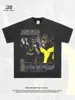 Camiseta de manga corta de algodón pesado, corte holgado, con lavado vintage americano y efecto desgastado, estampada con Juice WRLD, para hombres y mujeres