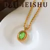 Collar con Colgante Ovalado de Moda Minimalista Transfronterizo Europeo y Americano, Lujo Ligero, Sensación de Alta Gama, Cadena Trenzada Retorcida Versátil para la Clavícula