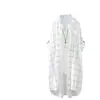 Camisa de Manga Larga para Mujer, Chaqueta de Protección Solar de Longitud Media, Ropa de Verano 2026, Cárdigan Exterior Delgado Holgado con Estampado de Cuadros y Letras