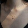 Internet Celebrity Live Strong Push S925 Colar de prata esterlina Pérola única empilhada Elegante Simples Feminino Pingente Clavícula Corrente