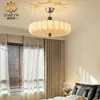 DigeYa Nova Lâmpada de Proteção para Olhos Estilo Chinês Retrô para Quarto Simples Redonda Tecido Estampado para Sala de Estudo Casa de Hóspedes Luz de Teto Inteligente
