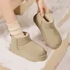 Pele de Ovelha e Lã Integrados Versátil de Inverno Pessoa Baixa Solado Grosso Aumento de Altura Quente Botas de Neve Simples Confortáveis Botas de Algodão Femininas