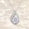Nuevo Collar de Moissanita Gota de Agua con Acabado de Alta Gama, Colgante Geométrico Hueco, Joyería Versátil y Dinámica, Popular en Transmisiones en Vivo