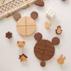 Manija de Puerta de Gabinete Infantil Madera Maciza Oso de Dibujos Animados Conejo Mickey Manija de Cajón de Armario Cuatro Puntos Semicircular Tronco
