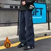 Pantalones de Esquí Impermeables con Forro de Terciopelo para Otoño e Invierno para Hombre, Marca de Moda, Pantalones Cargo Rectos Holgados para Exteriores, Pantalones Casuales Gruesos