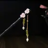 Horquilla Antigua de Imitación de Sándalo de Alta Calidad Broche Elegante para el Cabello Borla de Madera Accesorios para el Cabello Paso a Paso Hanfu Cheongsam