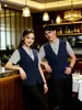 2026 Nuevo Estilo Camisa Falsa de Dos Piezas de Manga Larga Uniforme de Trabajo de Camarero con Logo para Barman Ktv Bar Restaurante Occidental