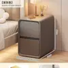Mesita de noche pequeña moderna minimalista, mueble auxiliar ultraestrecho estilo crema, nuevo estante de almacenamiento para huecos mini ultraestrecho