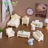 Micro Paisagem Móveis Barrocos Sofá-Cama Modelo Miniatura Casa de Bonecas Decorações DIY Acessórios Mini Enfeites